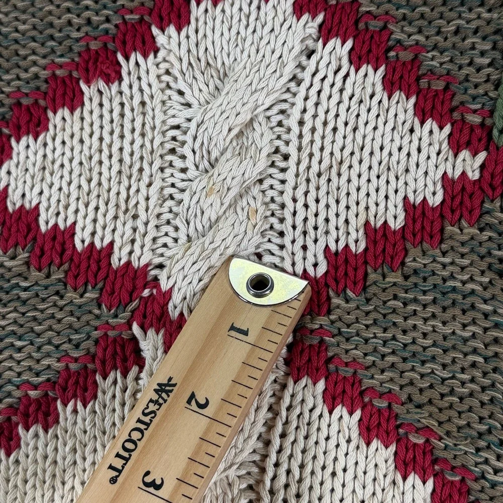 Vintage Boston Traders Hand Knit Cotton‎ Sweater Mens Medium Aztec Pattern